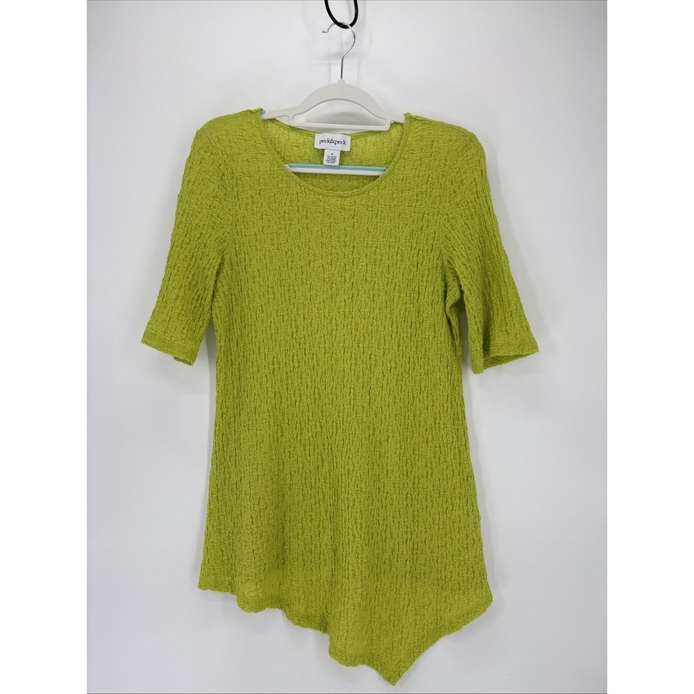Peck & Peck Lagenlook Tunic Womens Medium Green Flare‎ Dress Boho